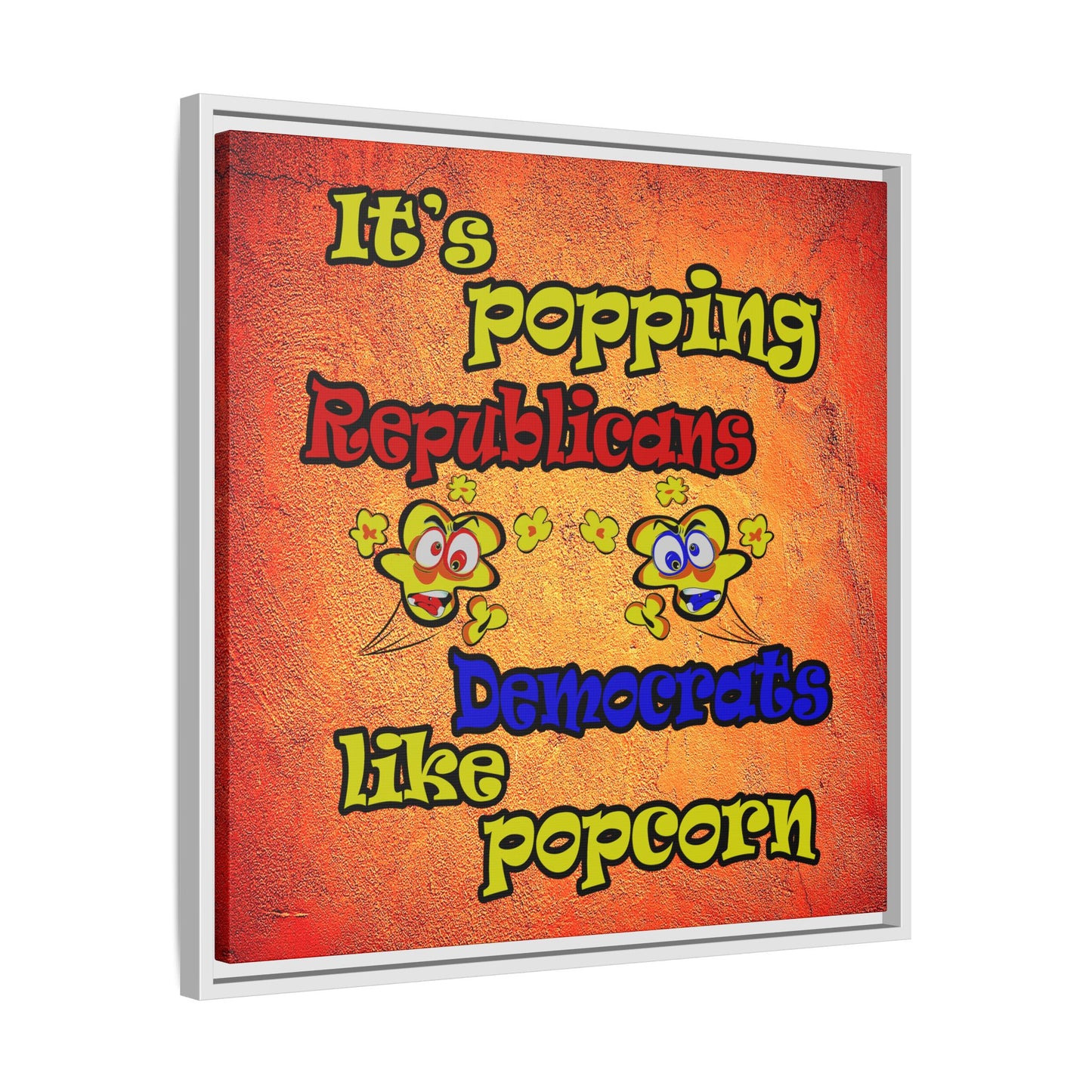 popping like popcorn - framed canvas art (burnt orange)
