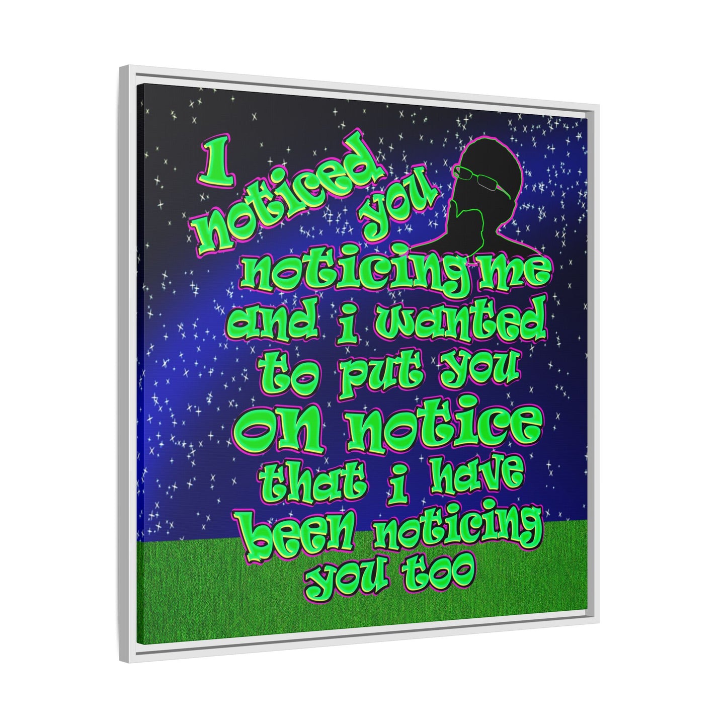 noticed you noticing - framed canvas art ('snoops' background)