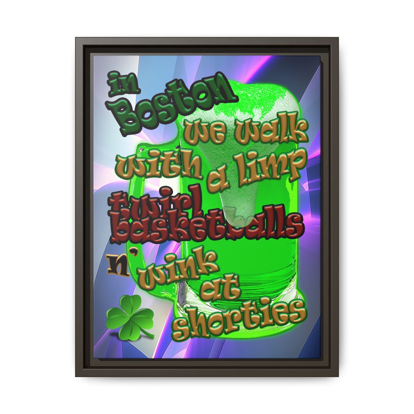 celtics logo - framed canvas art (grey-pink wave)