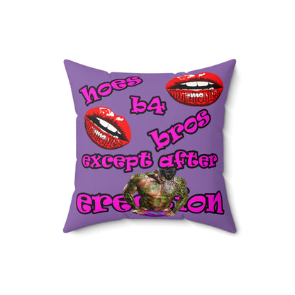 hoes b4 bros - Faux Suede Square Pillow - (light purple)
