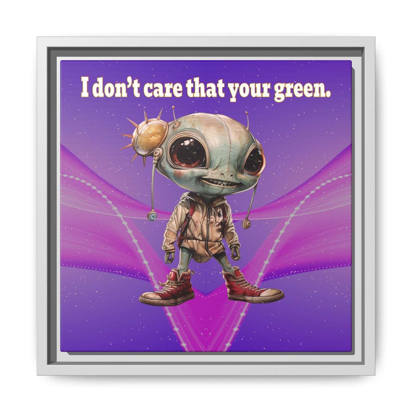 I don't care that your green - framed canvas art (purple-pink wave)