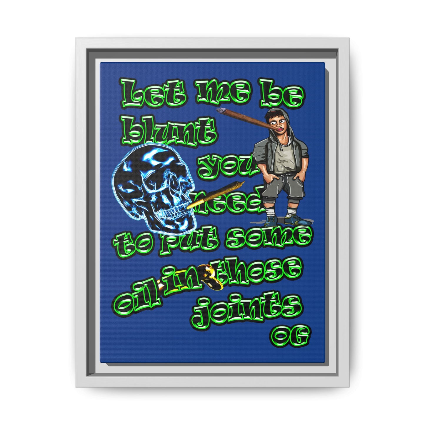 og - framed canvas art (dark blue)