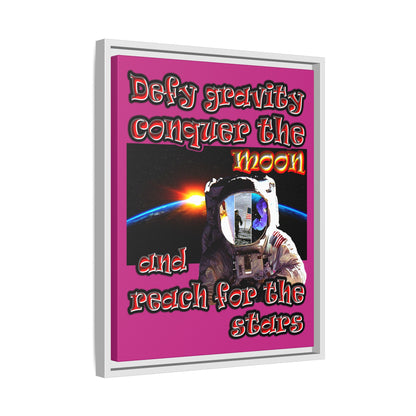 defy conquer reach - framed canvas art (pink)
