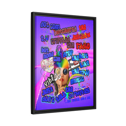 drop the beat - framed canvas art (purple-pink wave)
