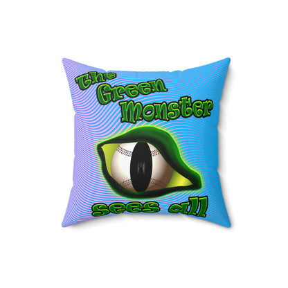 green monster - Spun Polyester Square Pillow - (light blue-purple wave)