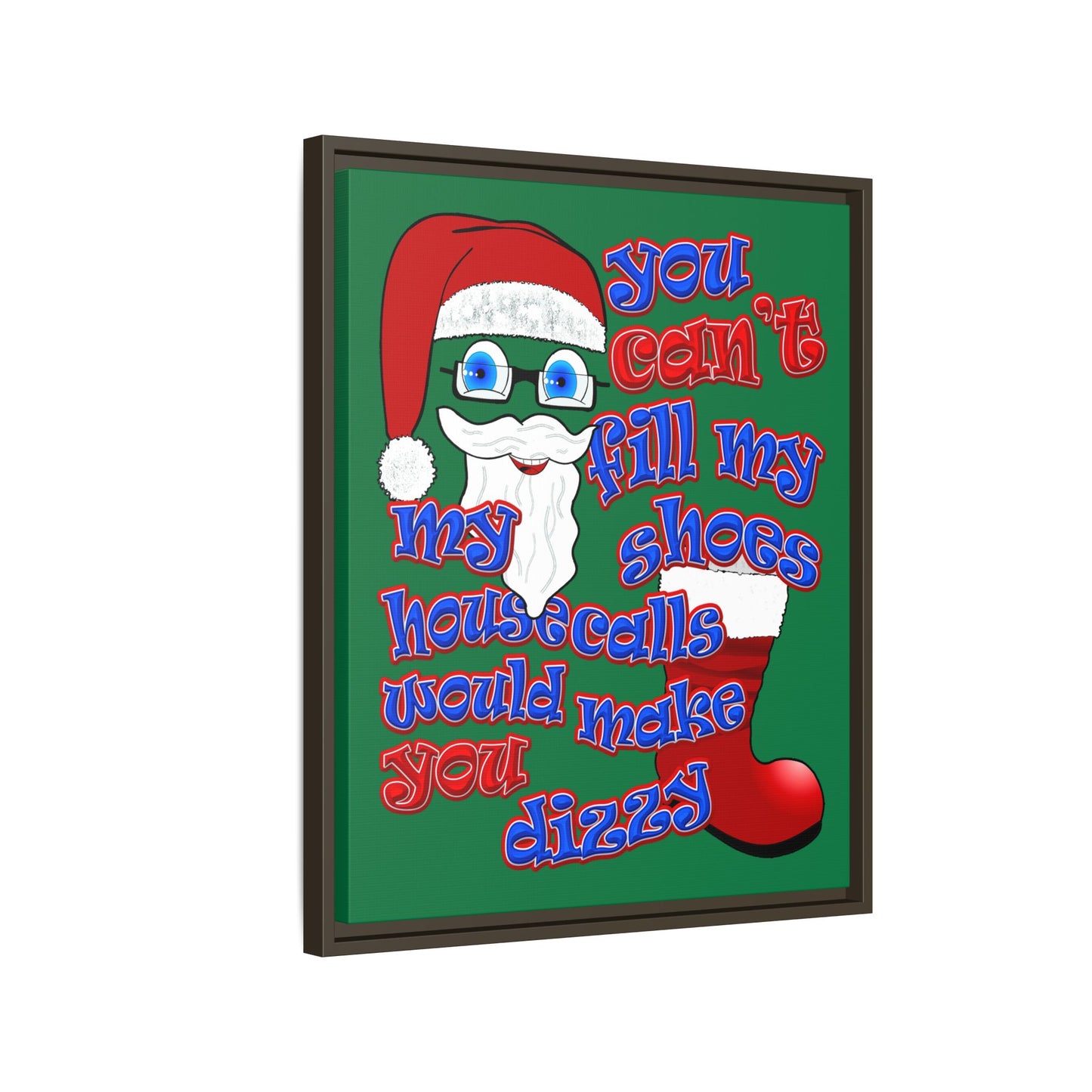 santa's shoes - framed canvas art (dark green)