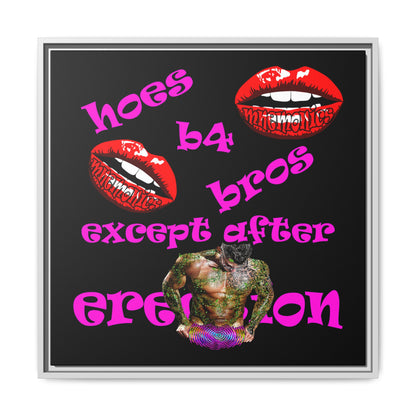hoes b4 bros - framed canvas art (black)