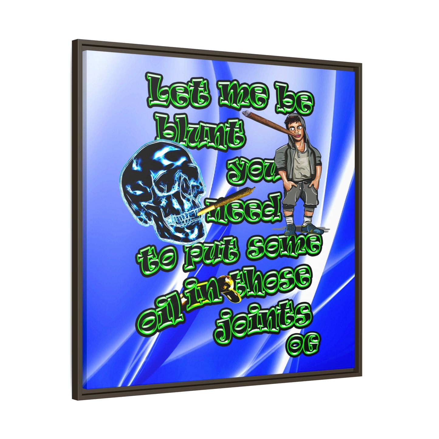 og - framed canvas art (blue-white wave)