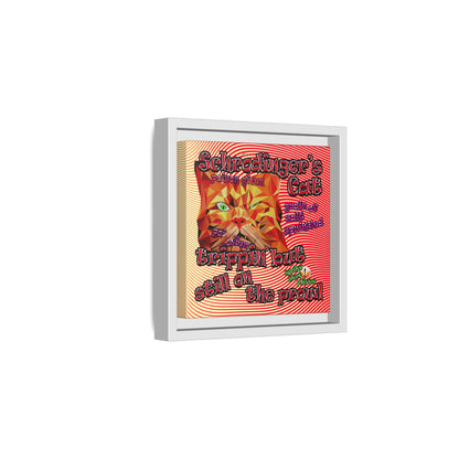 schrodinger's cat - framed canvas art (yellow-orange wave)