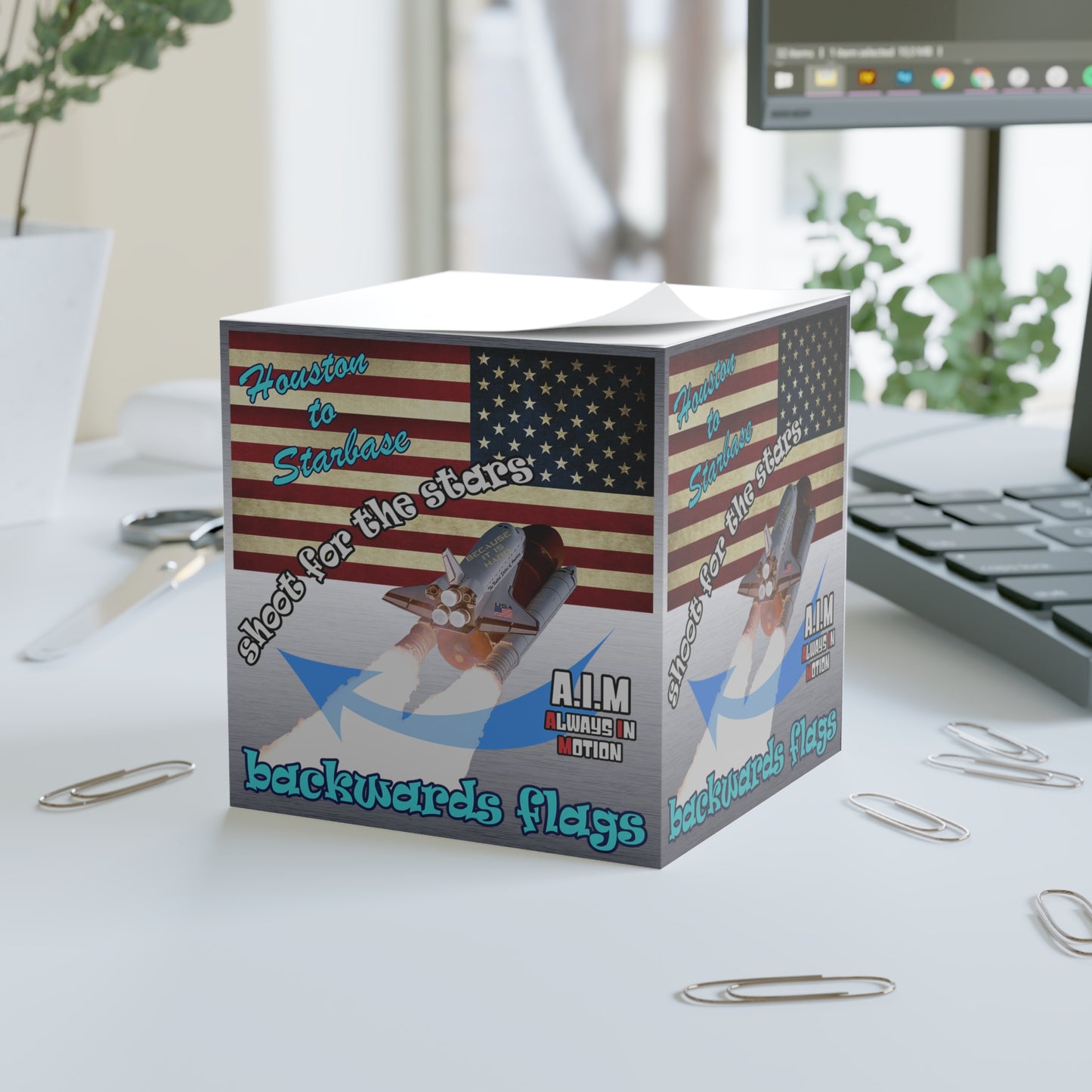 shoot for the stars - note cube (brushed nickel)