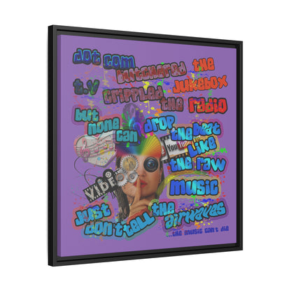 drop the beat - framed canvas art (light purple)