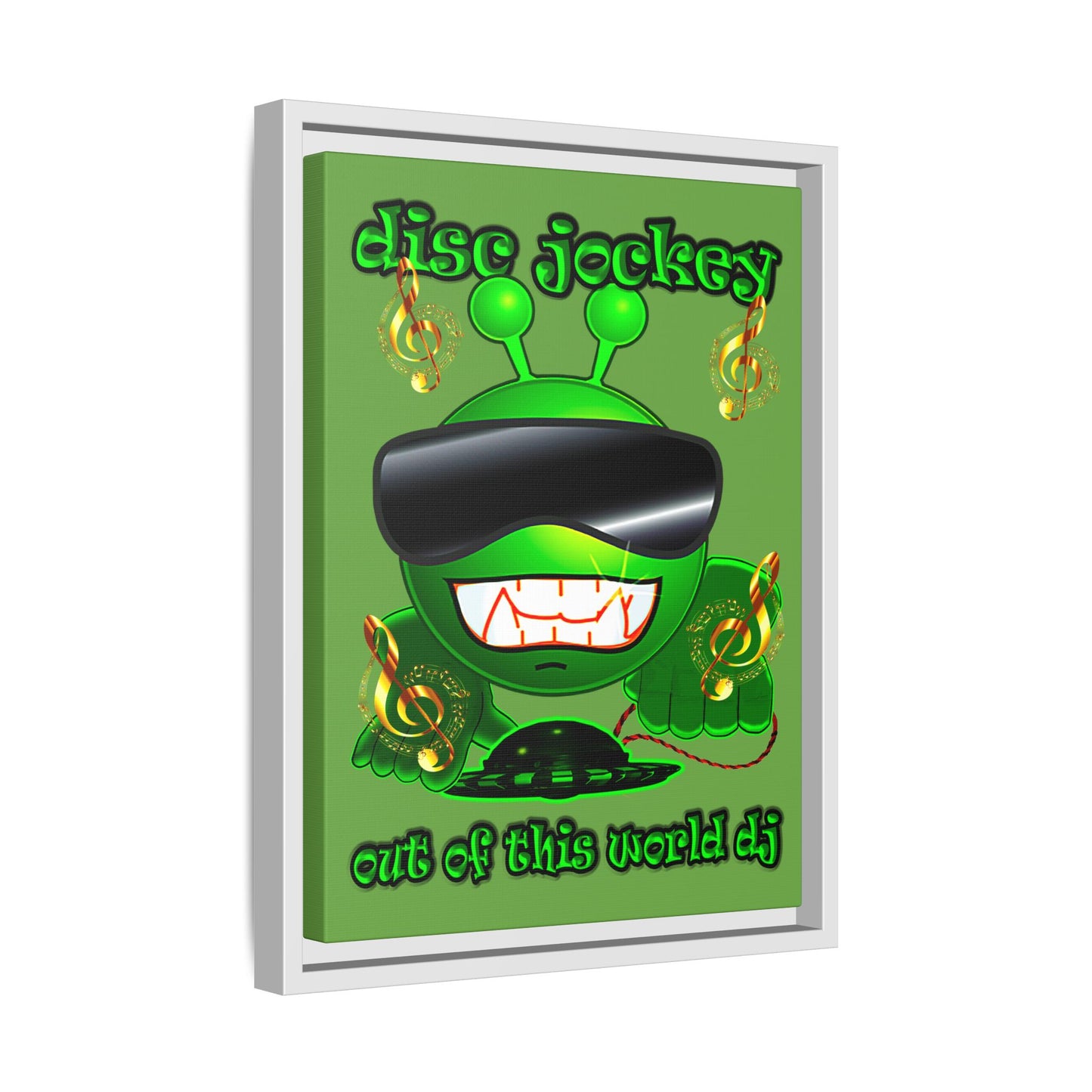 disc jockey - framed canvas art (green)