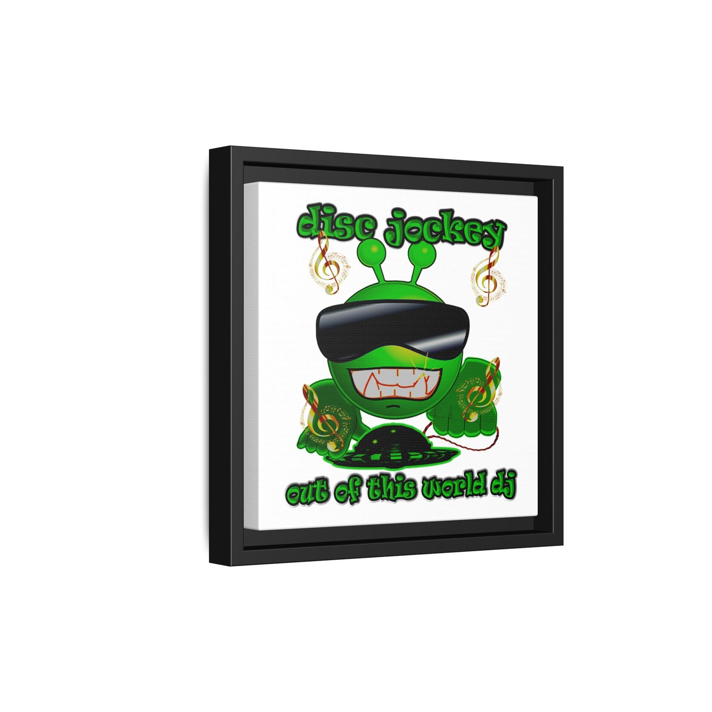 disc jockey - framed canvas art (white)
