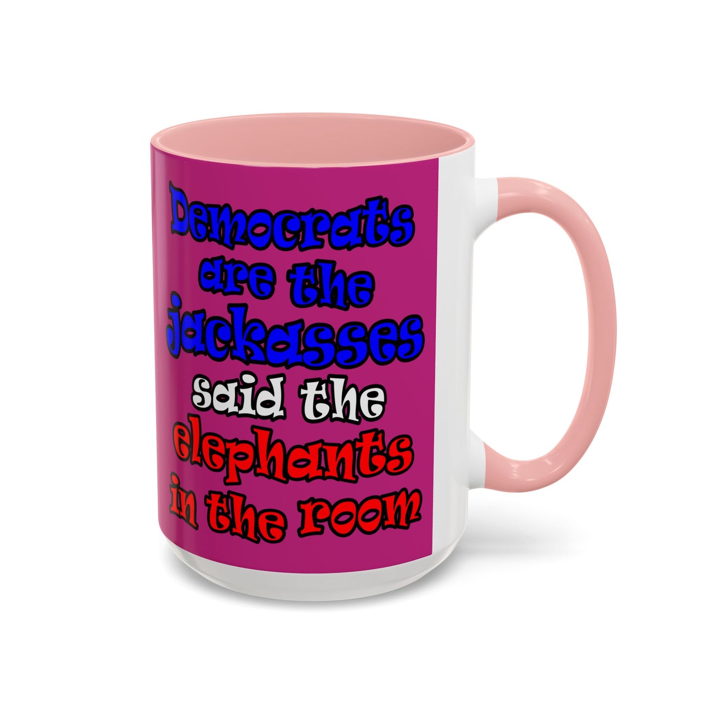 donkeys and elephants - Accent Mug (pink)