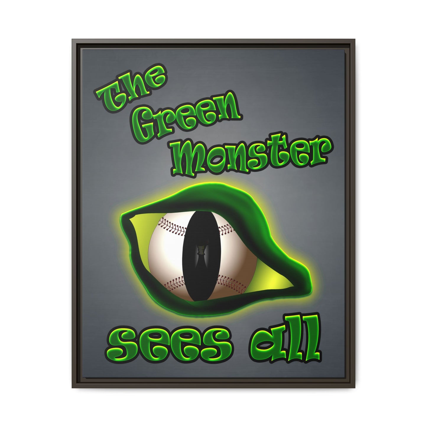 green monster - framed canvas art (grey-light grey)