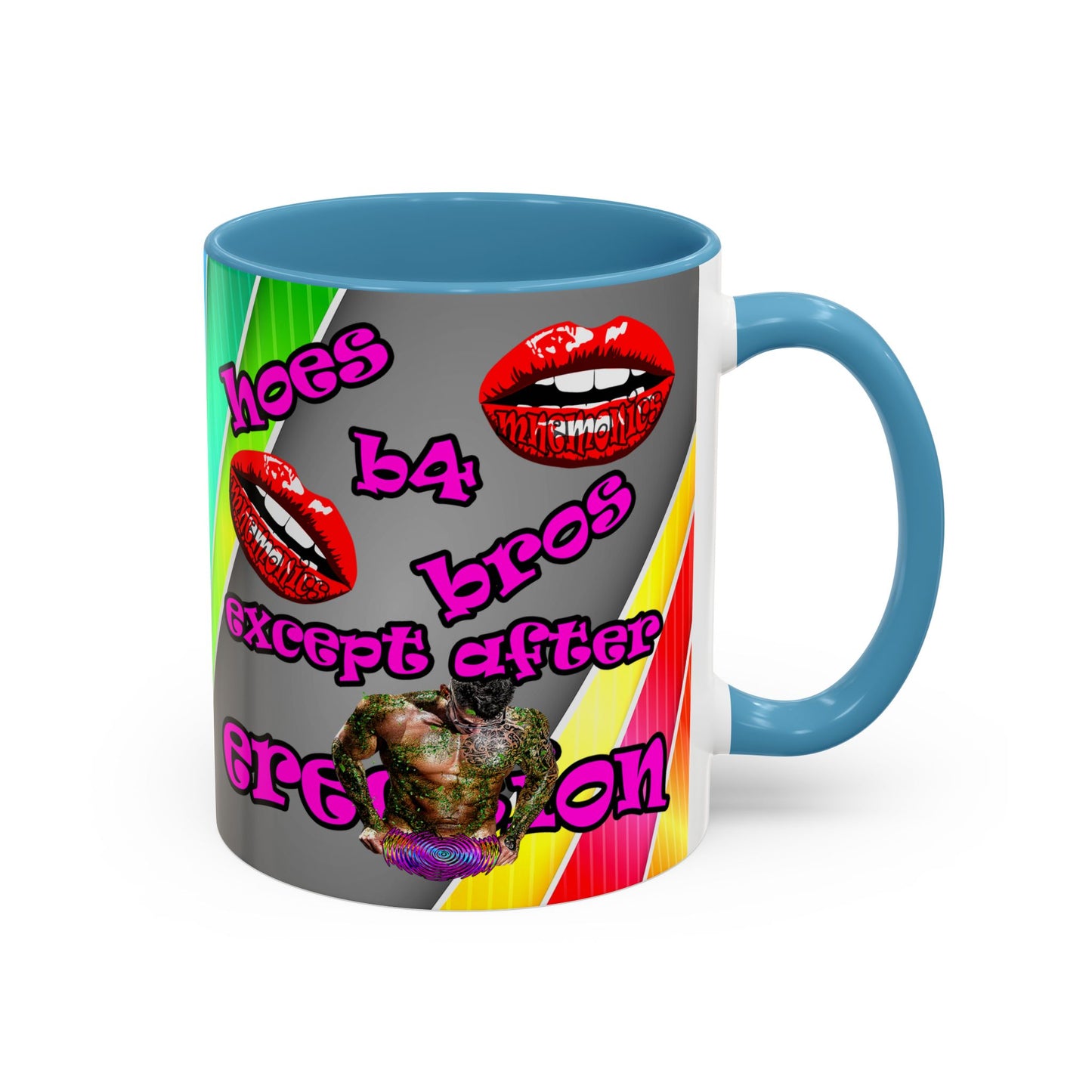 hoes b4 bros - Accent Mug (rainbow split)