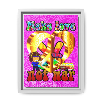 love peace - framed canvas art (pink swirl)
