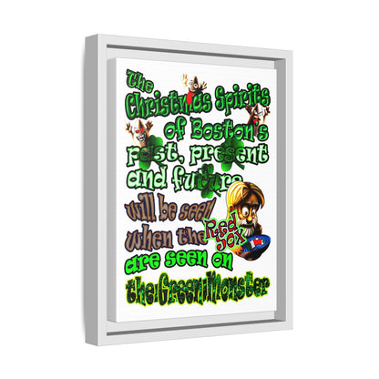 christmas spirits of boston - framed canvas art (white)