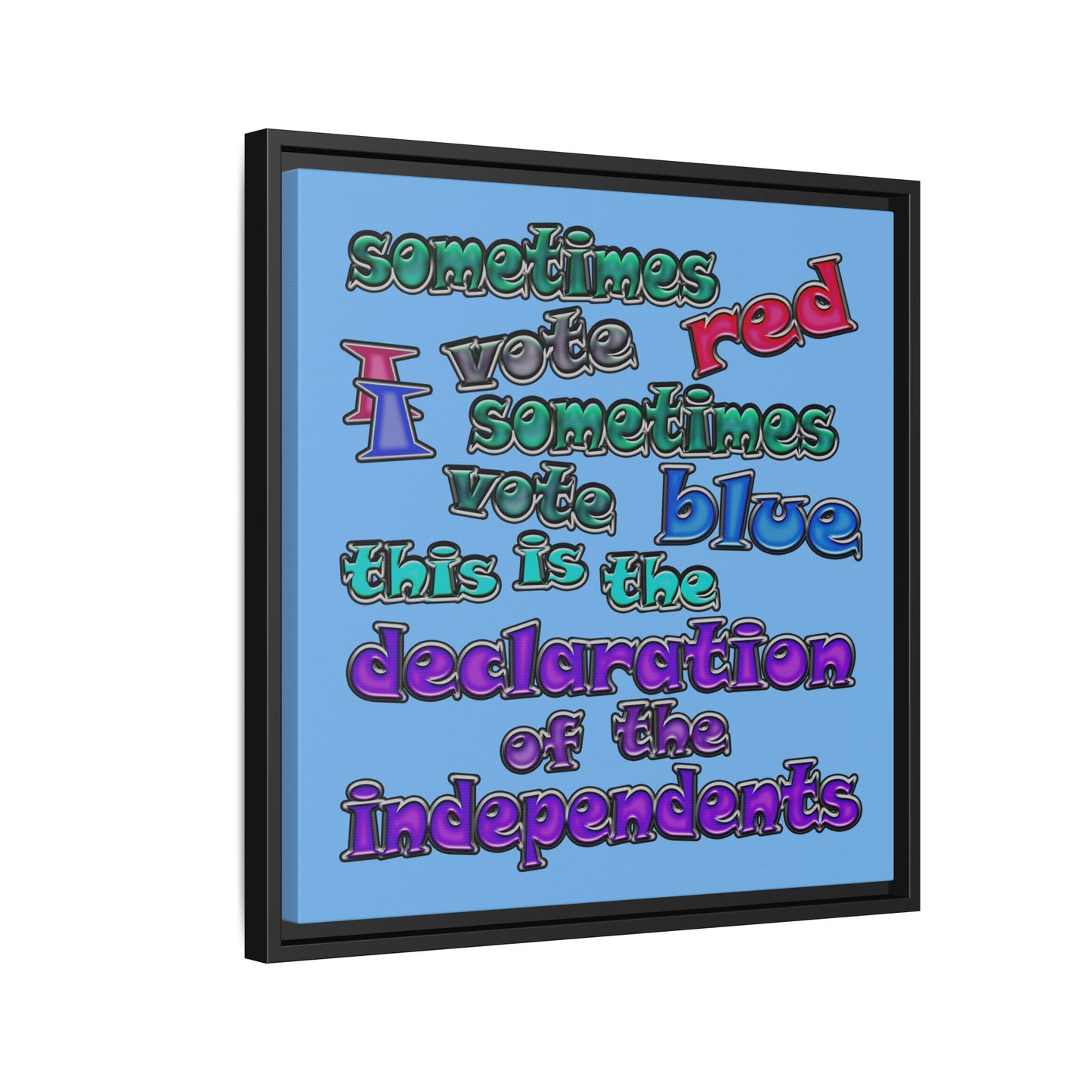 declaration of the independents - framed canvas art (light blue)