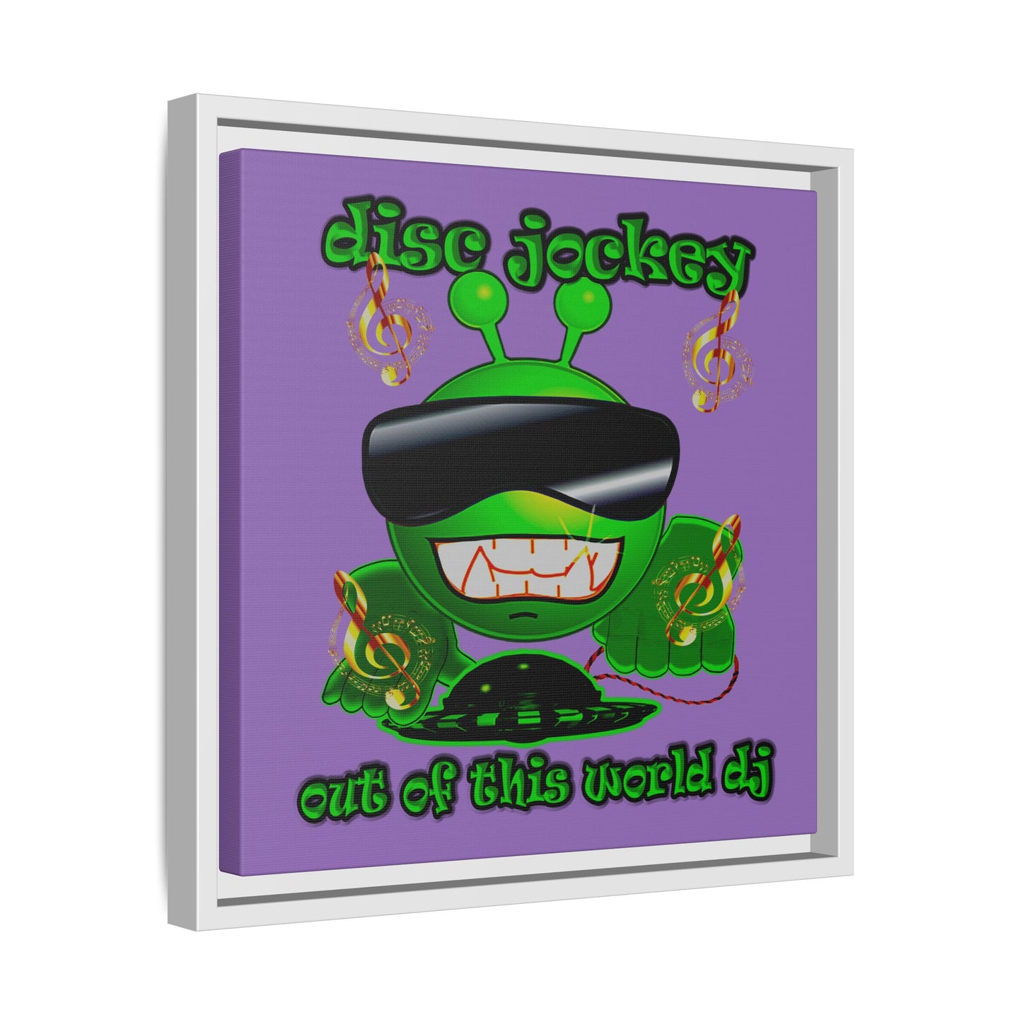 disc jockey - framed canvas art (light purple)
