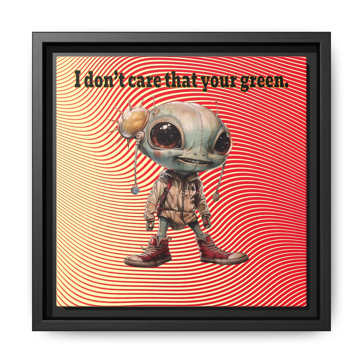 I don't care that your green - framed canvas art (yellow-orange wave)