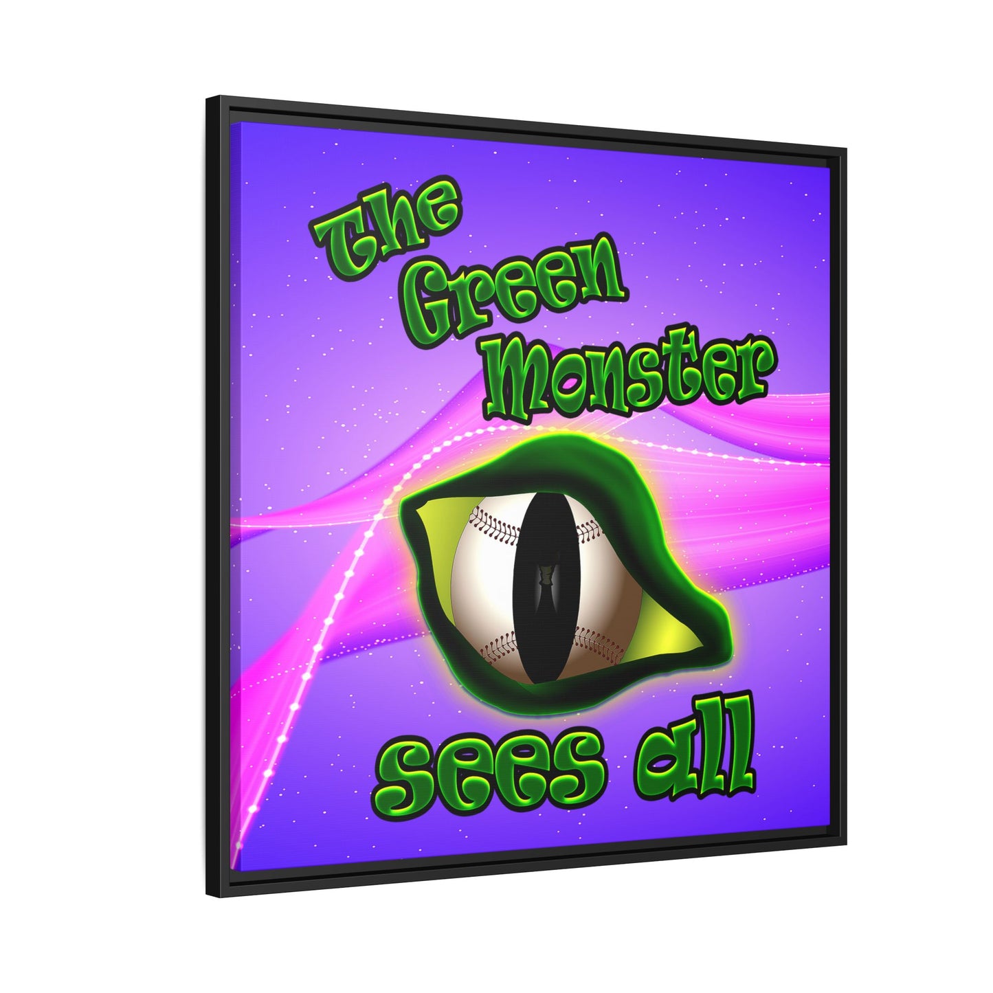 green monster - framed canvas art (purple-pink wave)