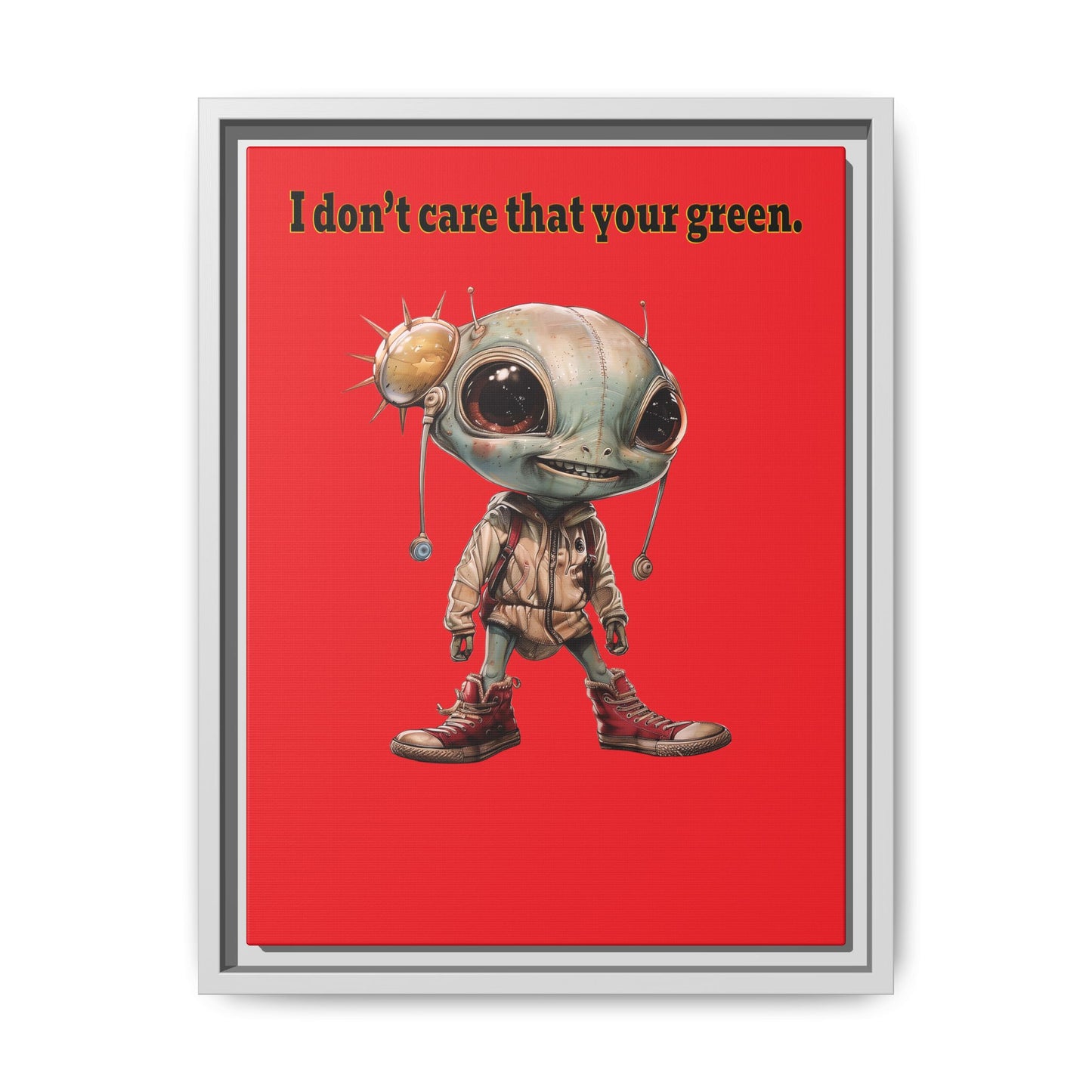 I don't care that your green - framed canvas art (red)