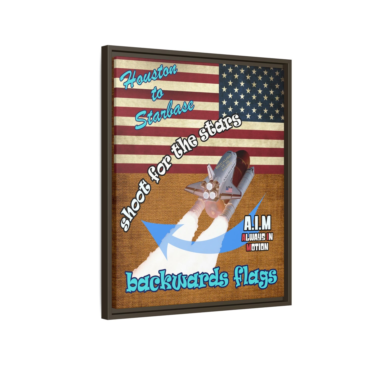 shoot for the stars - framed canvas art (brown papyrus)
