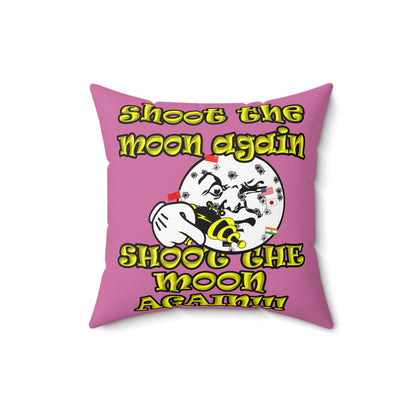 shoot the moon again - Spun Polyester Square Pillow - (light pink)