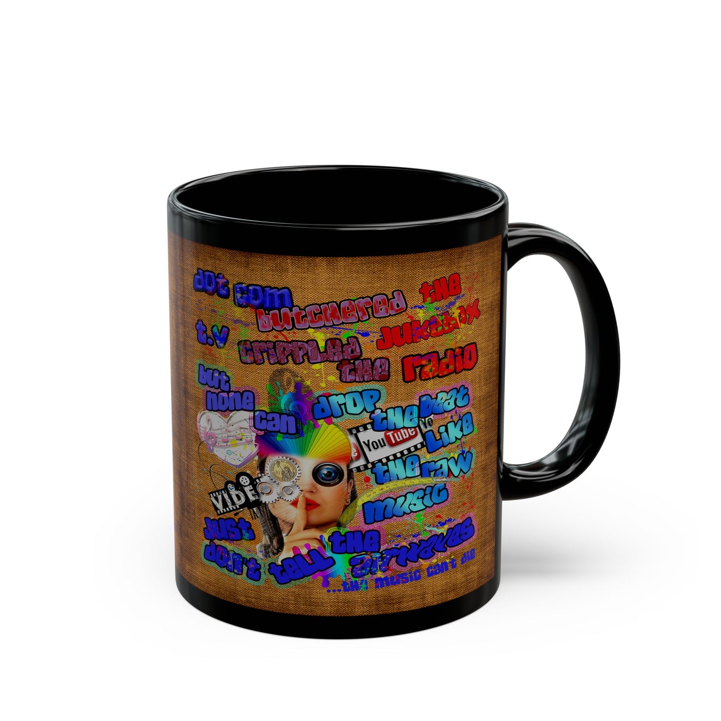 drop the beat - Black Mug (brown papyrus)
