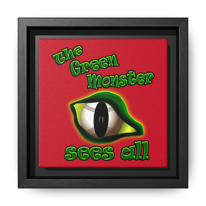 green monster - framed canvas art (dark red)