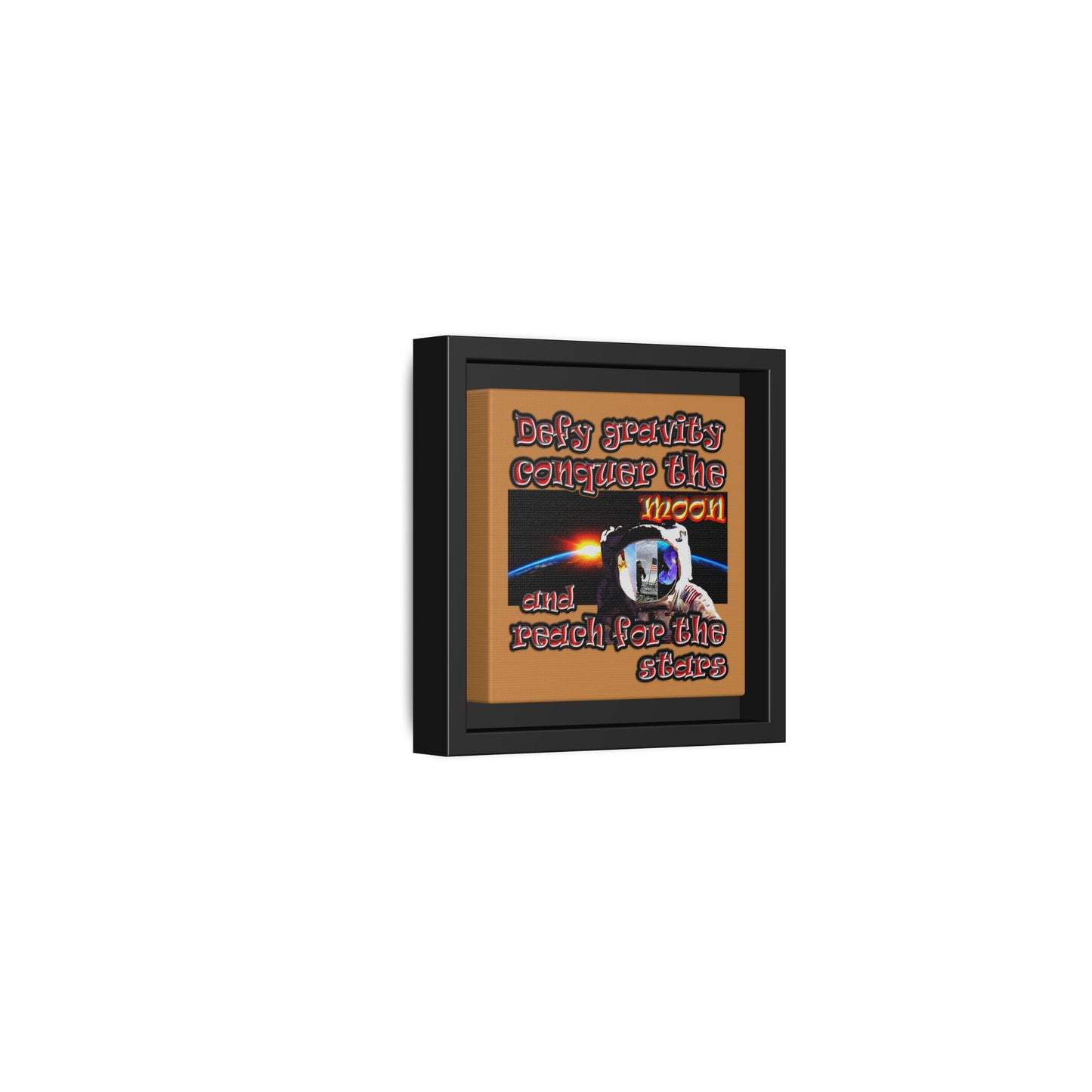 defy conquer reach - framed canvas art (light brown)