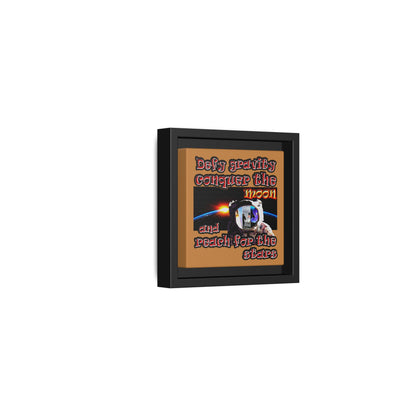 defy conquer reach - framed canvas art (light brown)