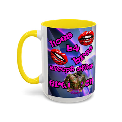 hoes b4 bros - Accent Mug (grey-pink wave)