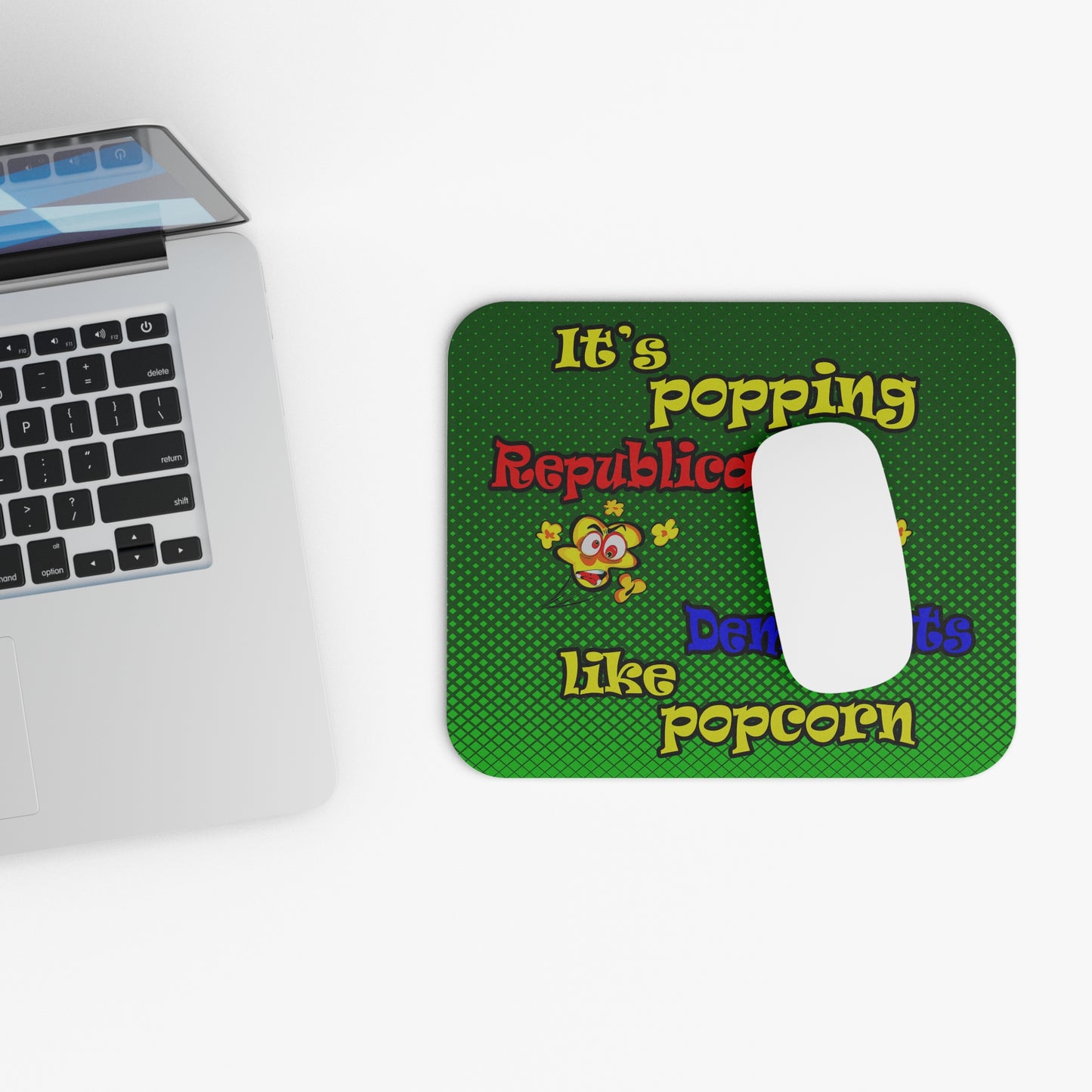 popping like popcorn - Mouse Pad (Rectangle) (logo green)