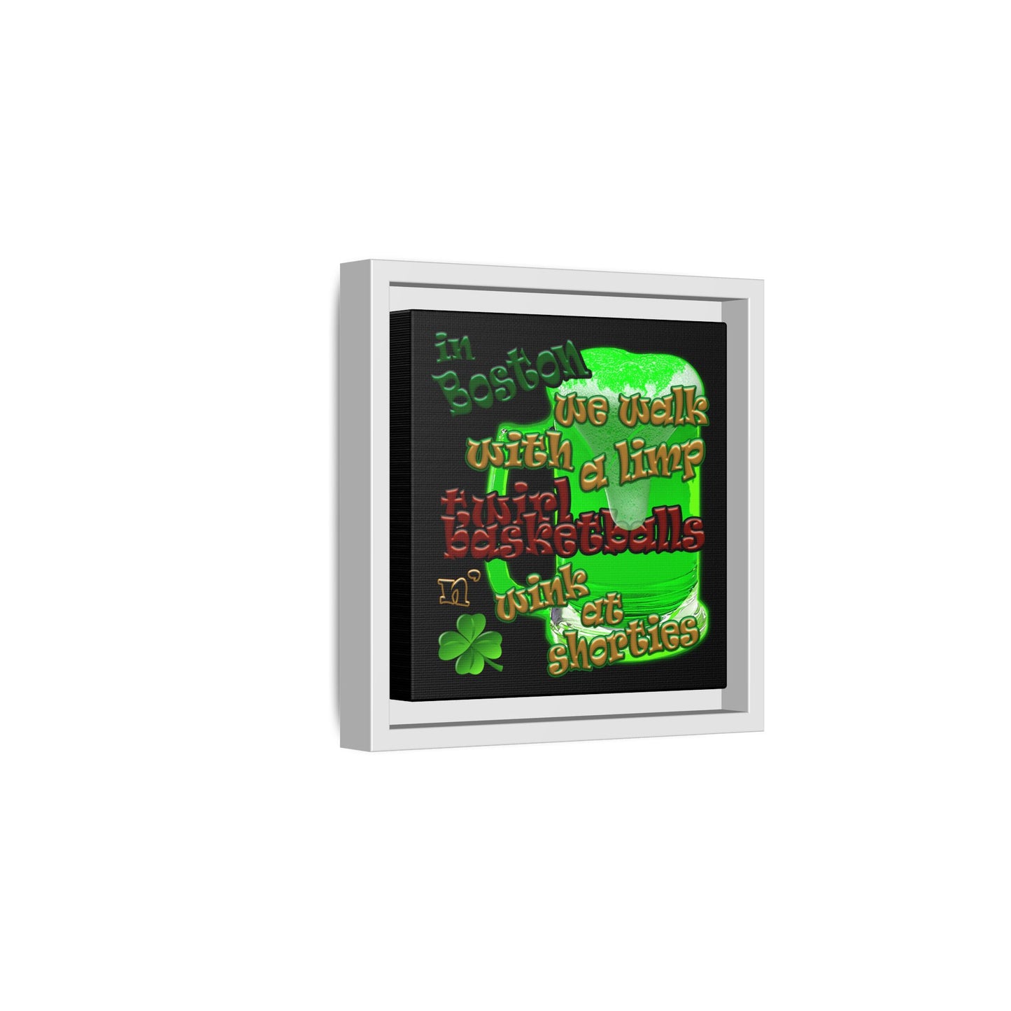 celtics logo - framed canvas art (black)