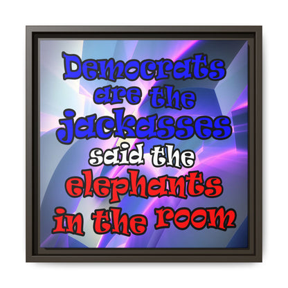 donkeys and elephants - framed canvas art (grey-pink wave)