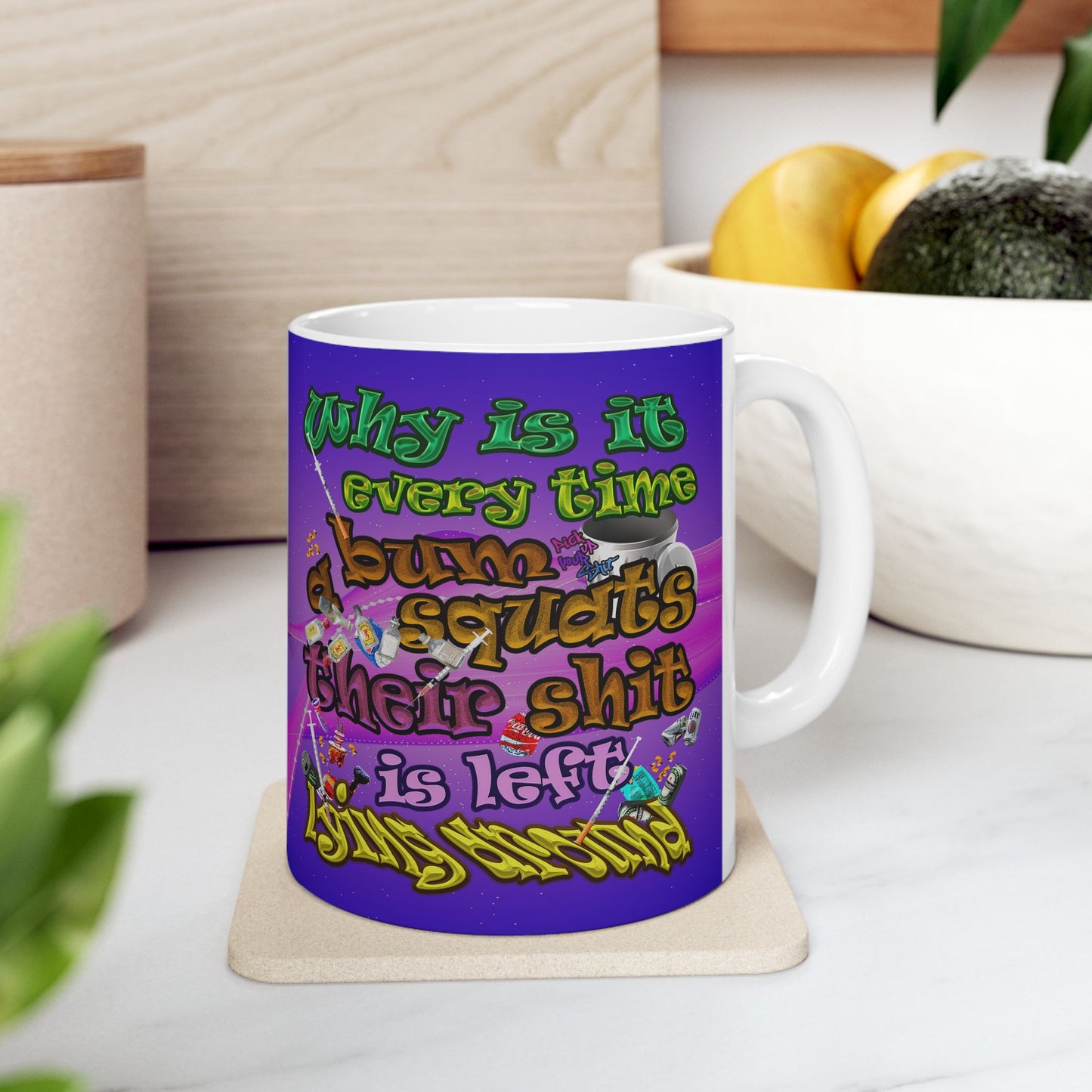 the bum's shit - White Mug (purple-pink wave)