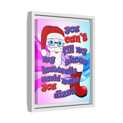 santa's shoes - framed canvas art (light blue-pink wave)