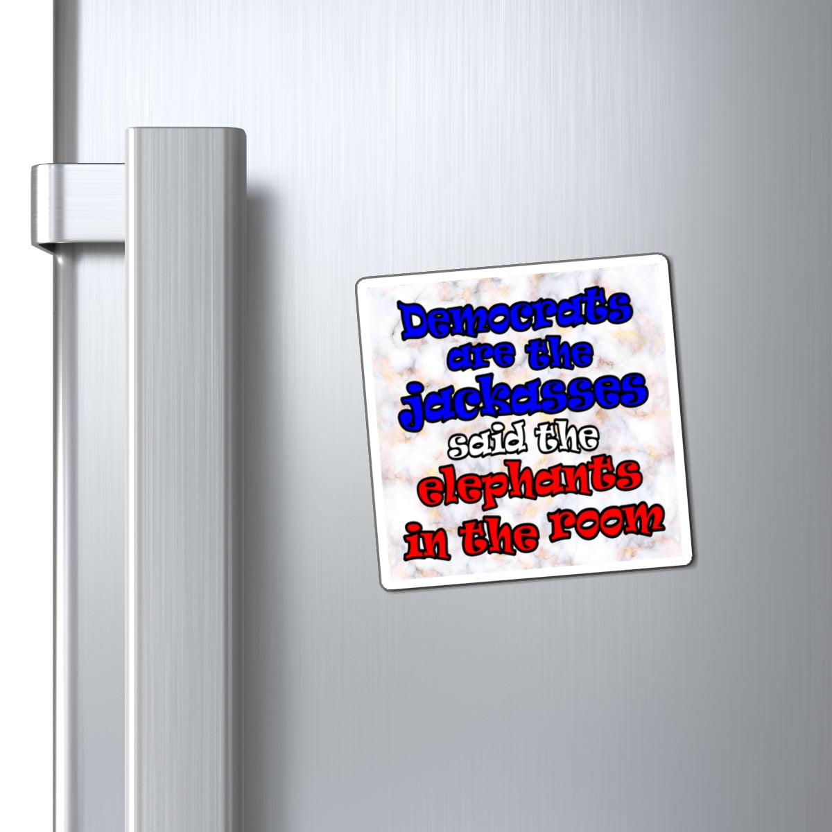 donkeys and elephants - Magnets - (white marble)