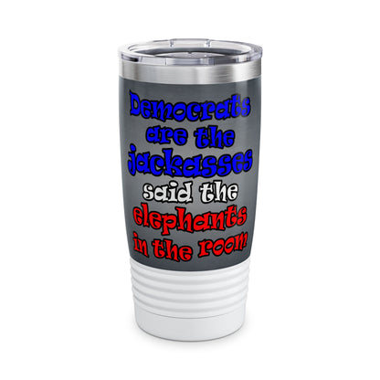 donkeys and elephants - Ringneck Tumbler, 20oz (grey-light grey)