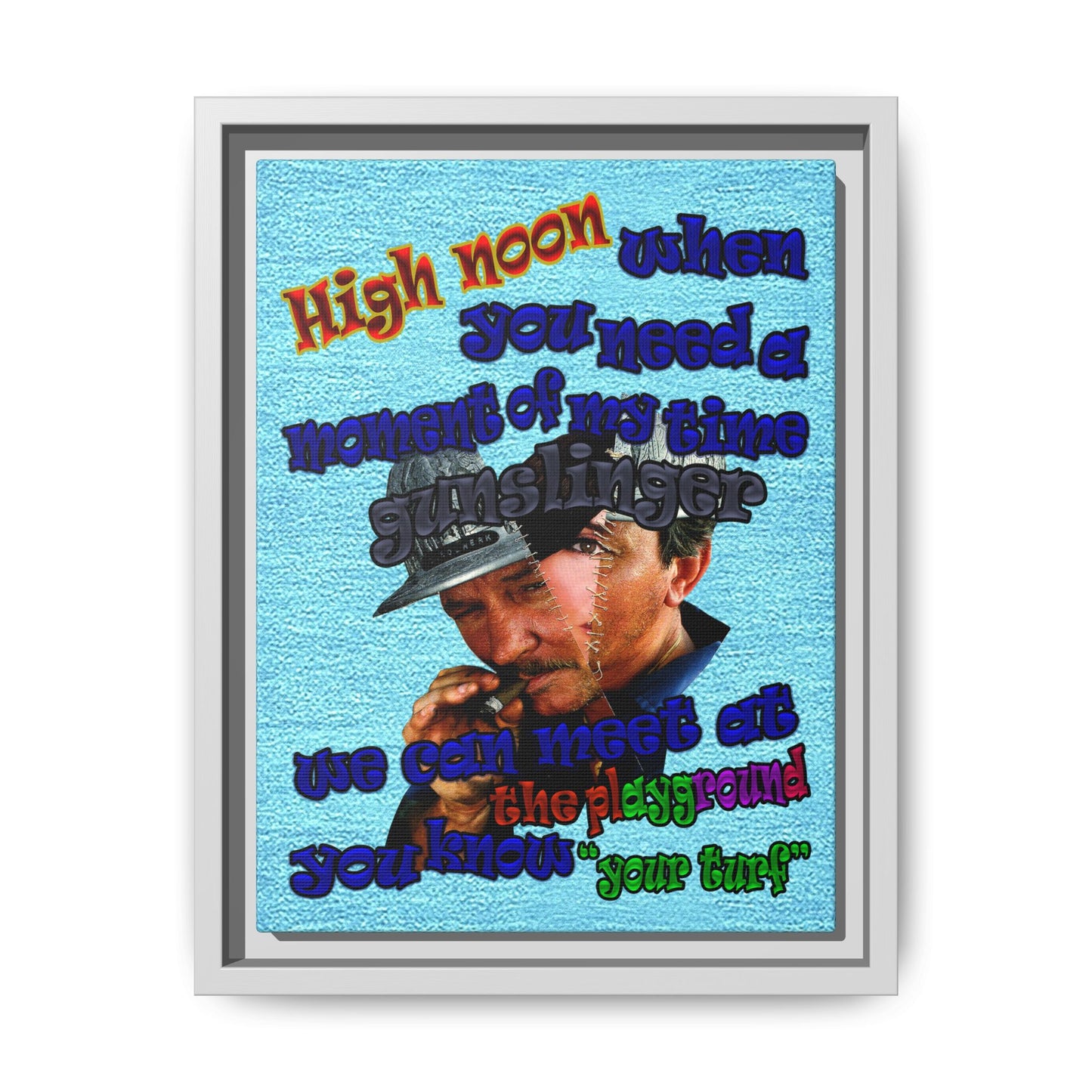 high noon - framed canvas art (faded blue)