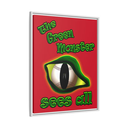 green monster - framed canvas art (dark red)