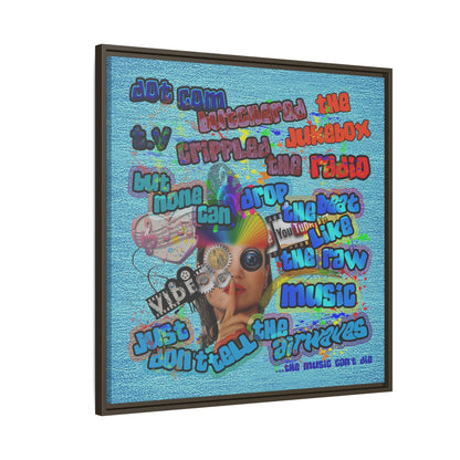 drop the beat - framed canvas art (faded blue)