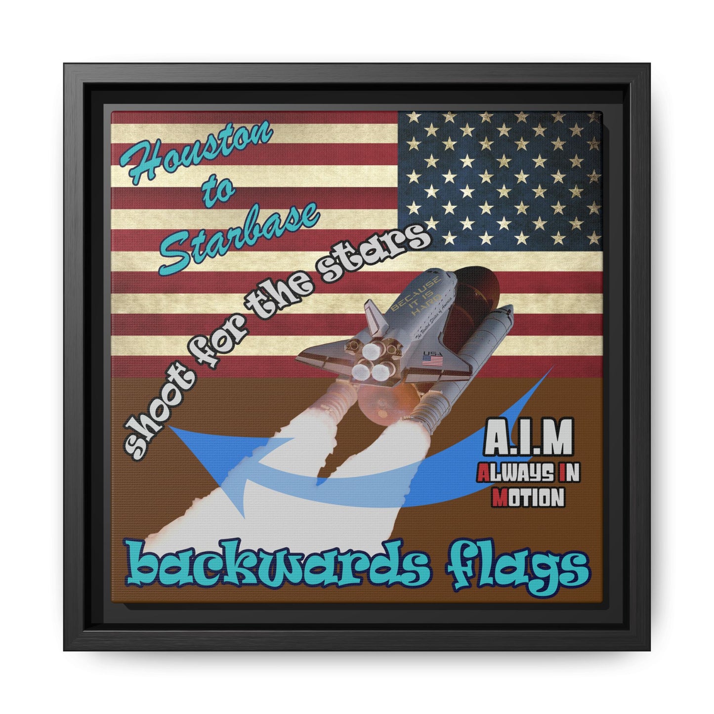 shoot for the stars - framed canvas art (brown)