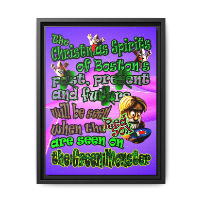 christmas spirits of boston - framed canvas art (purple-pink wave)