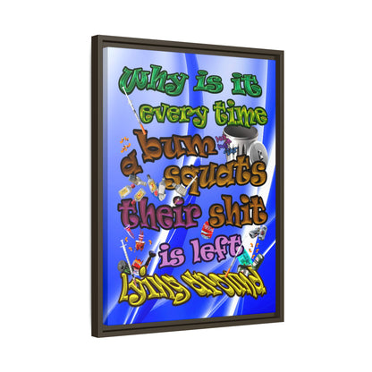 the bum's shit - framed canvas art (blue-white wave)