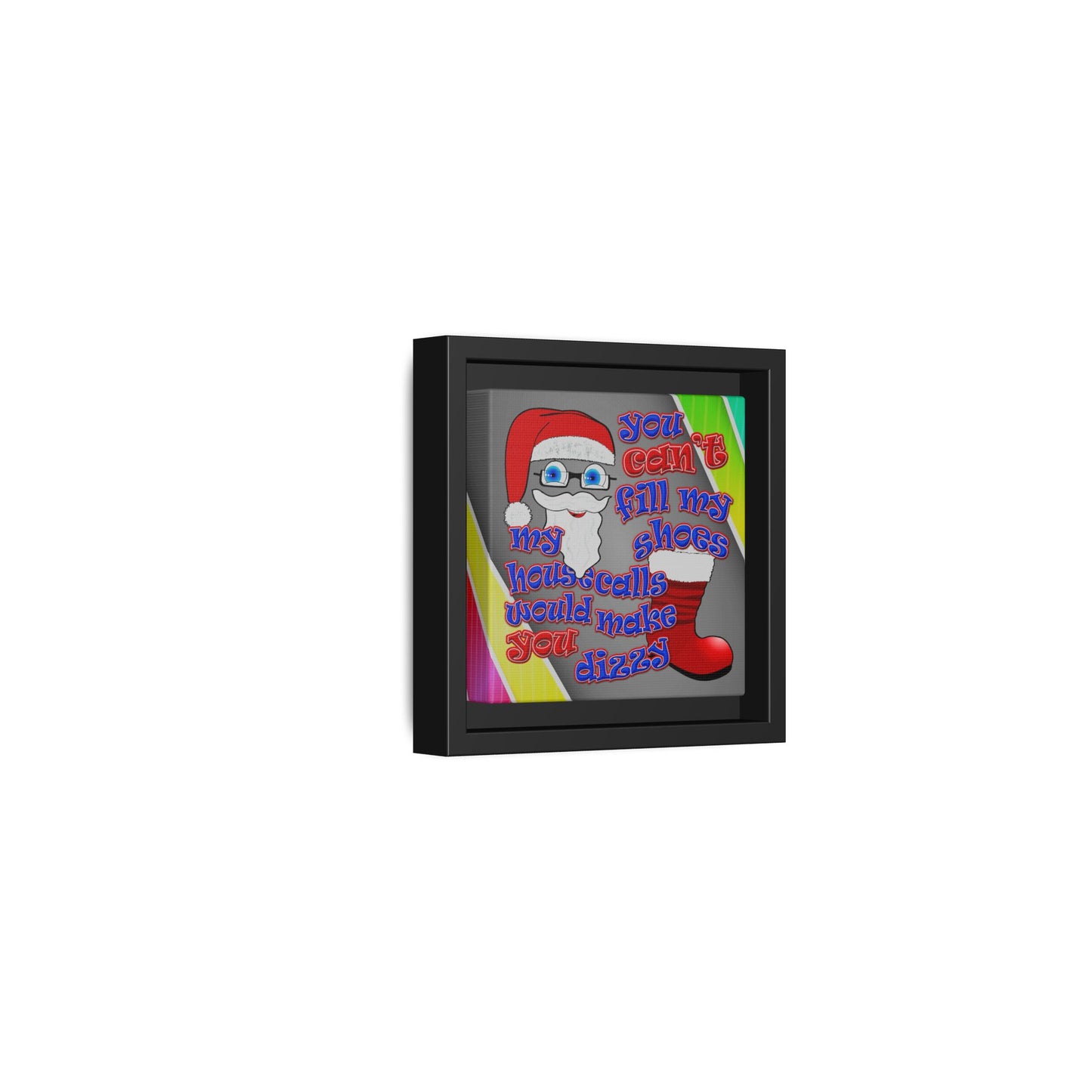 santa's shoes - framed canvas art (rainbow split)