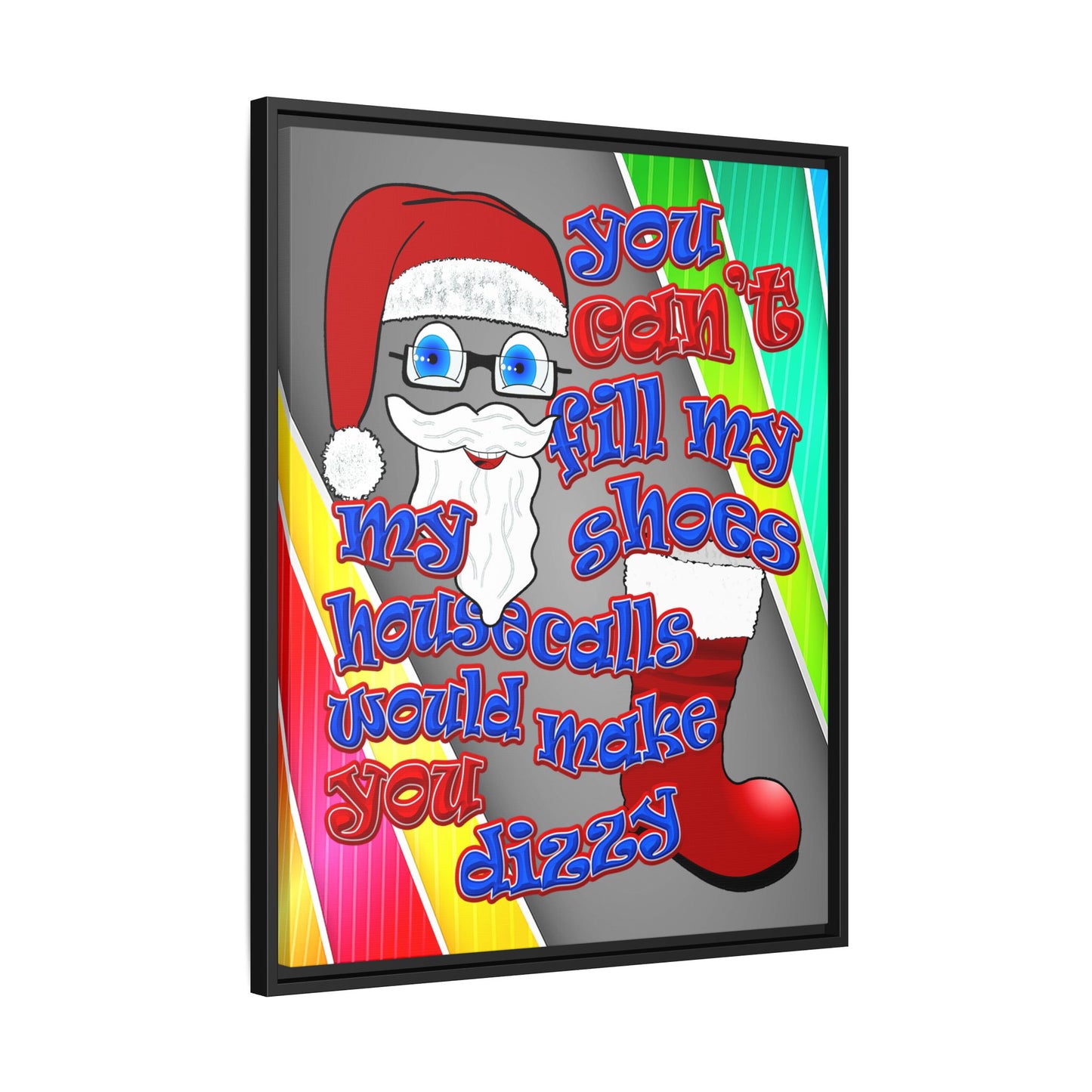 santa's shoes - framed canvas art (rainbow split)