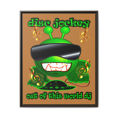 disc jockey - framed canvas art (light brown)